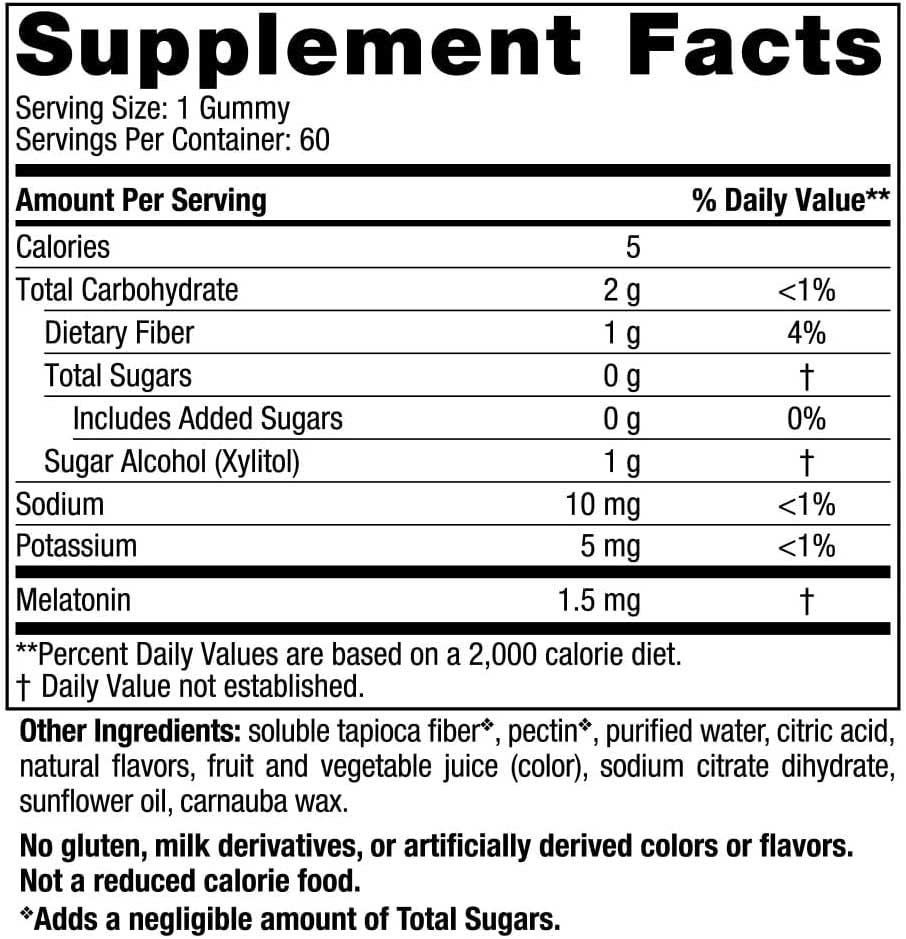 Nordic Naturals Zero Sugar Melatonin Gummies Ingredients