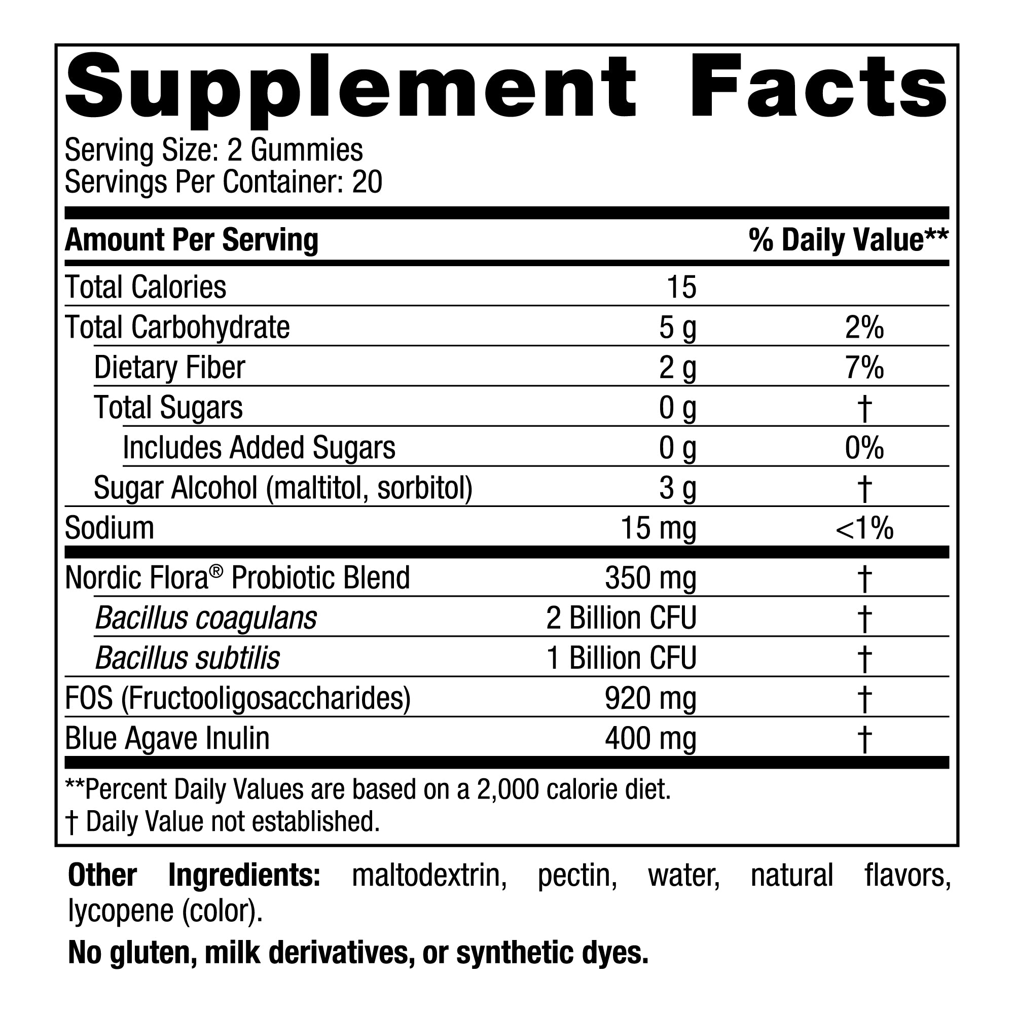 Nordic Naturals Zero Sugar Probiotic Gummies Ingredients