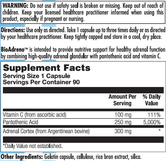 Nutra BioGenesis BioAdreno Ingredients