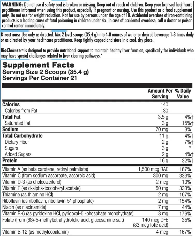 Nutra BioGenesis BioCleanse Powder Ingredients