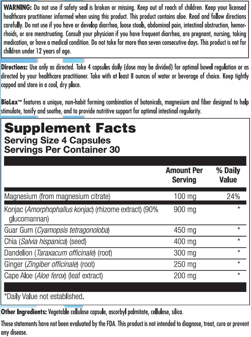 Nutra BioGenesis BioLax Ingredients