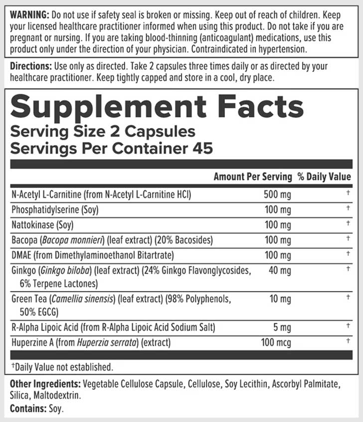 Nutra BioGenesis CogniFactors Ingredients