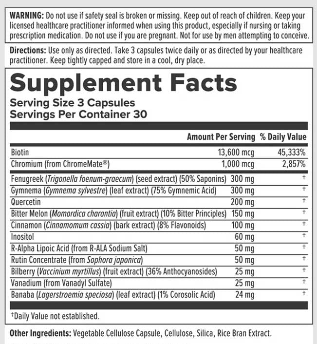 Nutra BioGenesis Diabetone Plus Ingredients