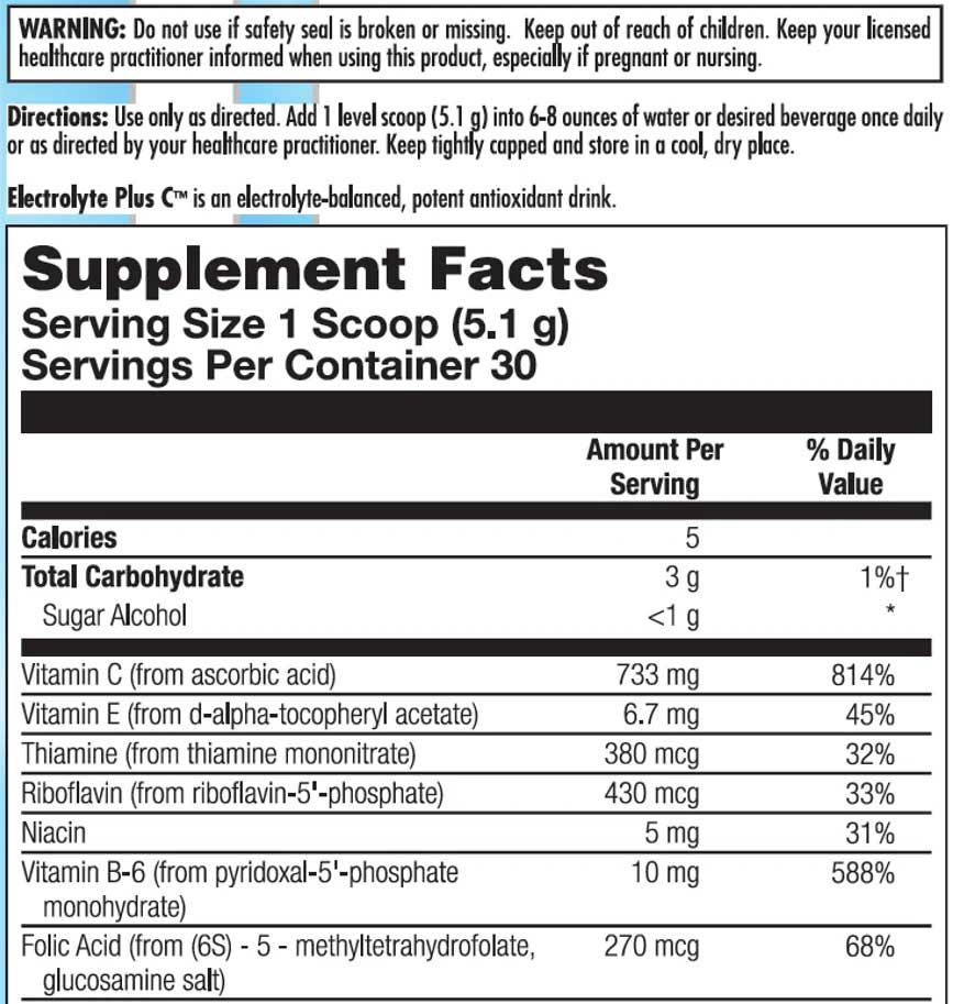 Nutra BioGenesis Electrolyte Plus C Ingredients