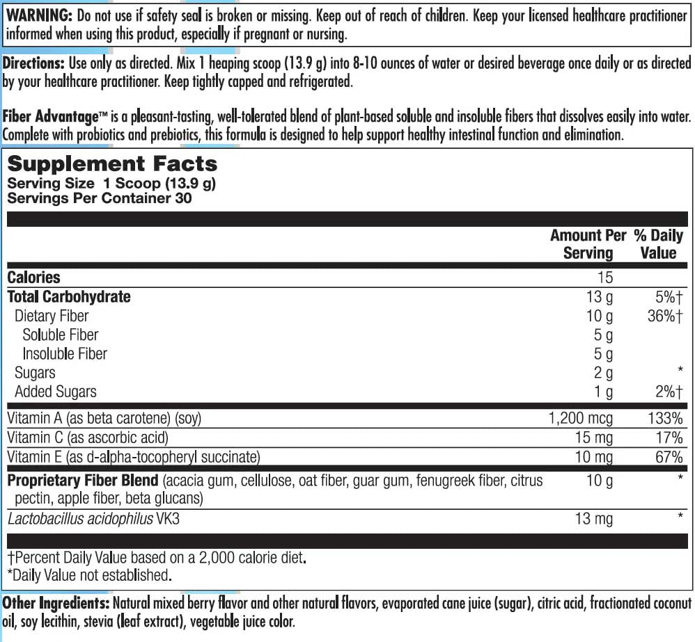 Nutra BioGenesis Fiber Advantage Ingredients