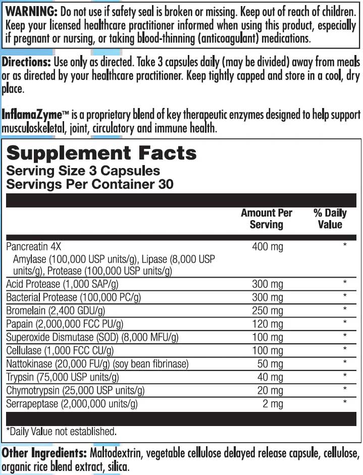Nutra BioGenesis InflamaZyme Ingredients