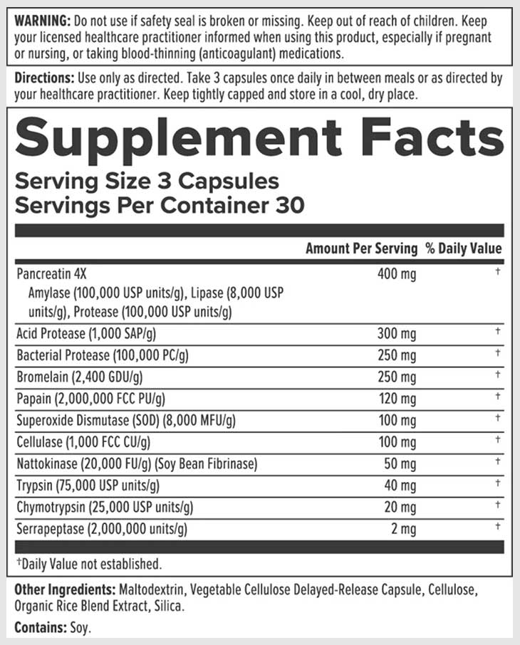 Nutra BioGenesis InflamaZyme Ingredients