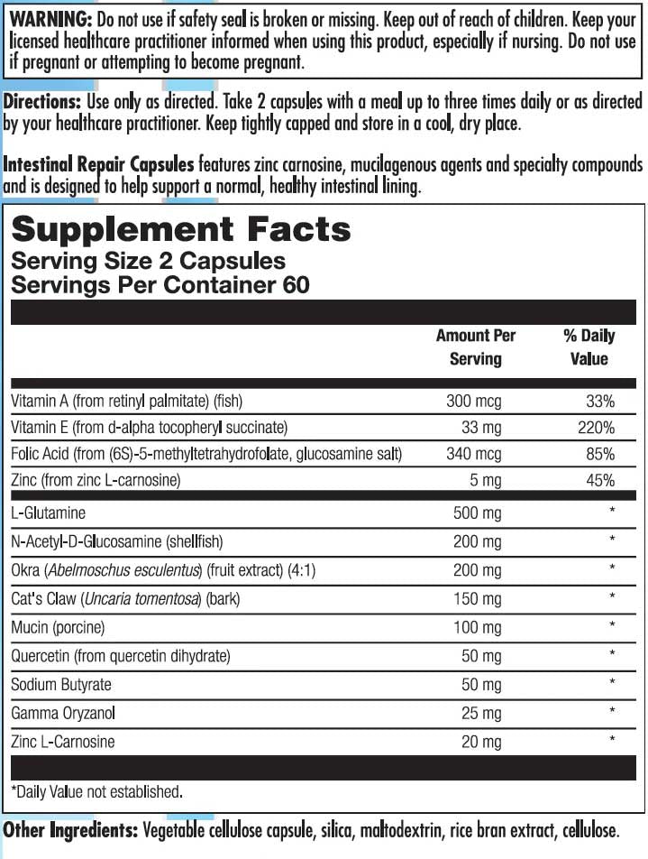 Nutra BioGenesis Intestinal Repair Capsules Ingredients
