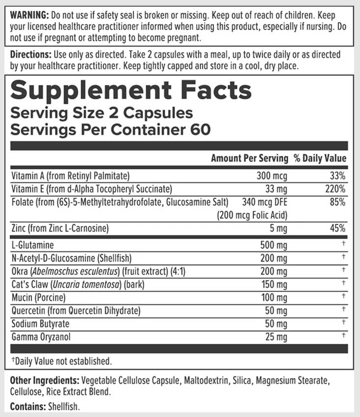 Nutra BioGenesis Intestinal Repair Capsules Ingredients