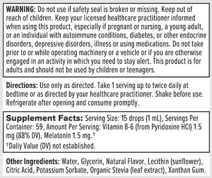 Nutra BioGenesis Liposomal Melatonin Ingrdients