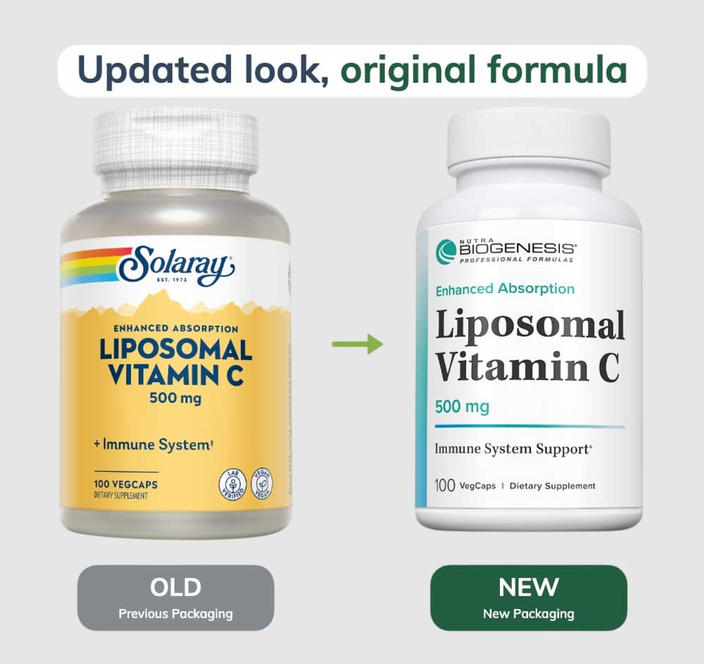Nutra BioGenesis Liposomal Vitamin C 500 mg (Formerly Solaray Liposomal Vitamin C 500 mg) New Look