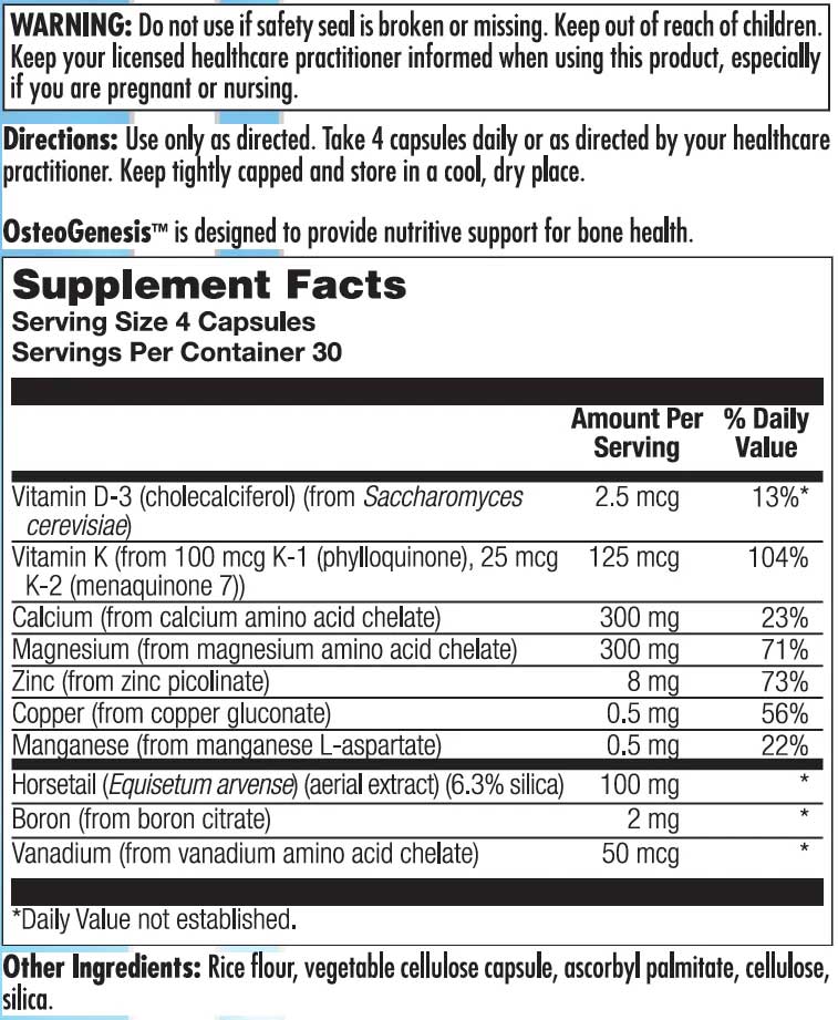 Nutra BioGenesis OsteoGenesis Ingredients