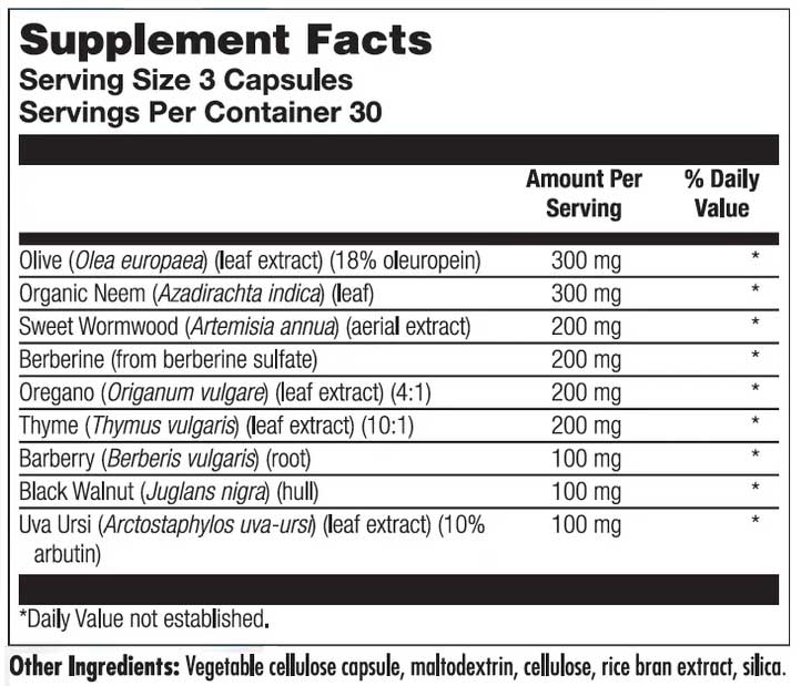 Nutra BioGenesis ParaBiotic Plus Ingredients