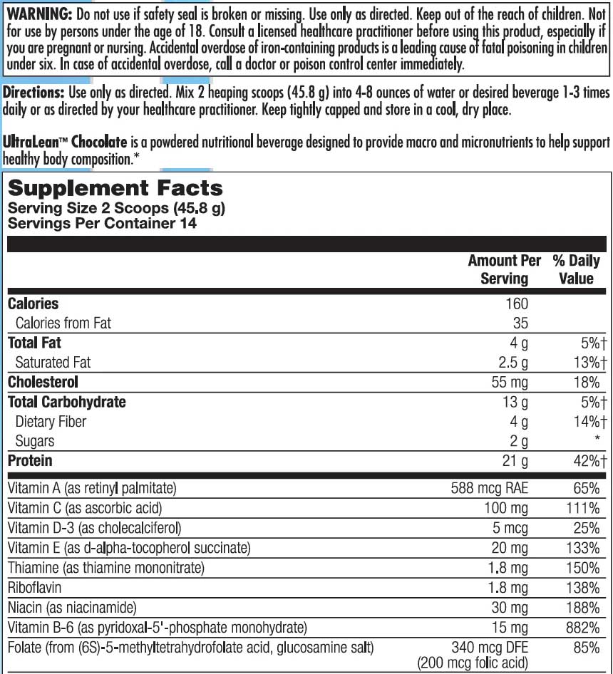 Nutra BioGenesis UltraLean Ingredients
