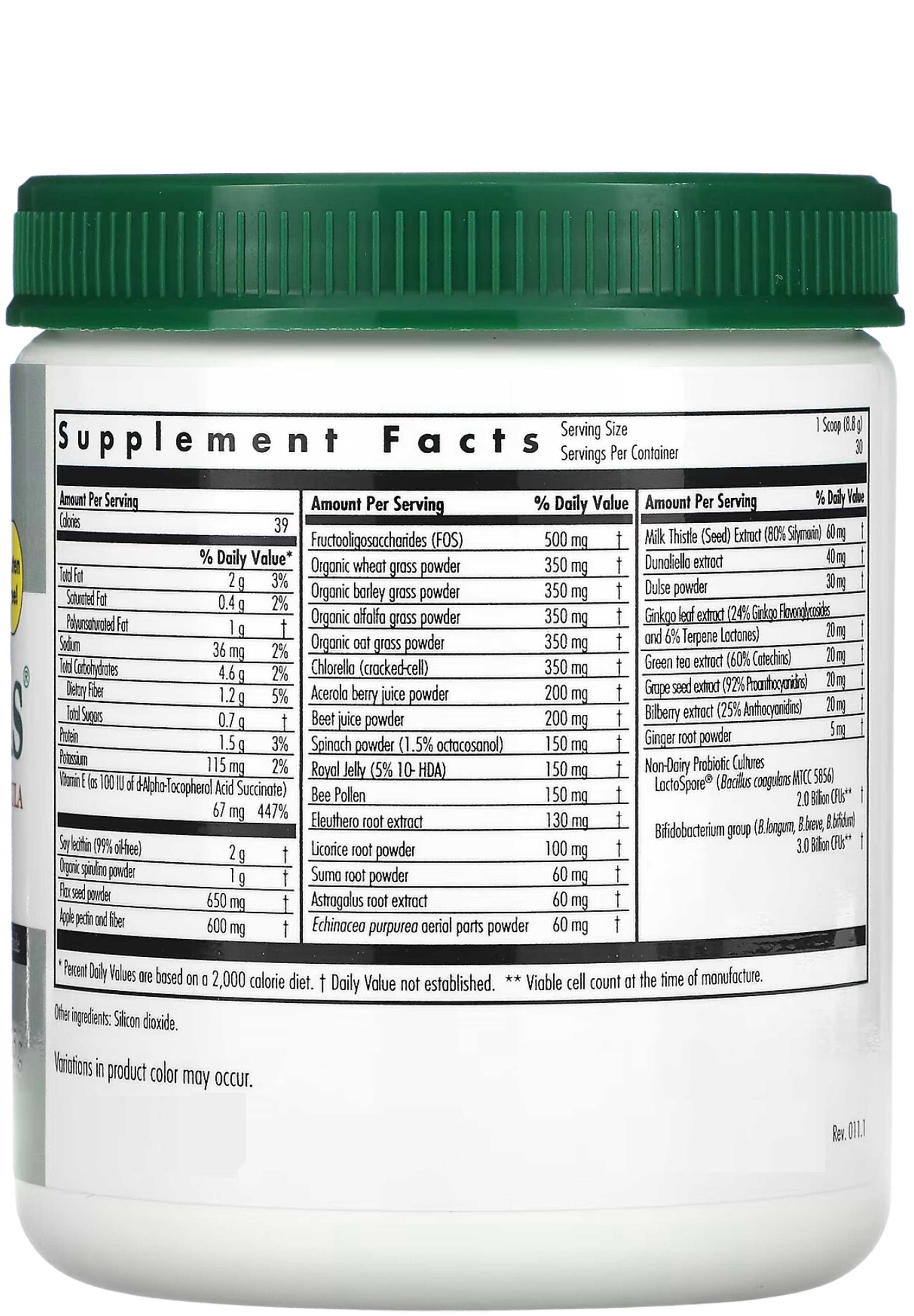 Nutricology ProGreens with Advanced Probiotic Formula Ingredients