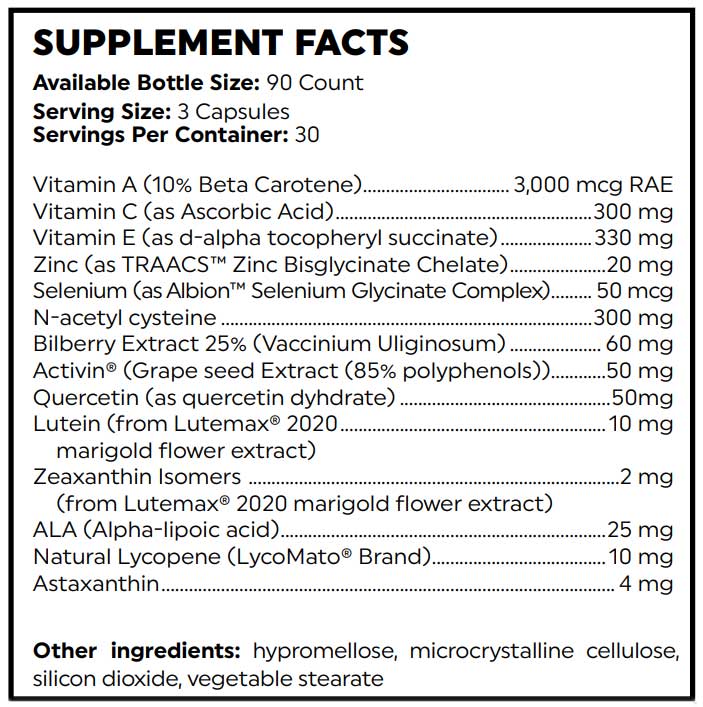 Nutritional Frontiers 20/20 Eye Formula Ingredients
