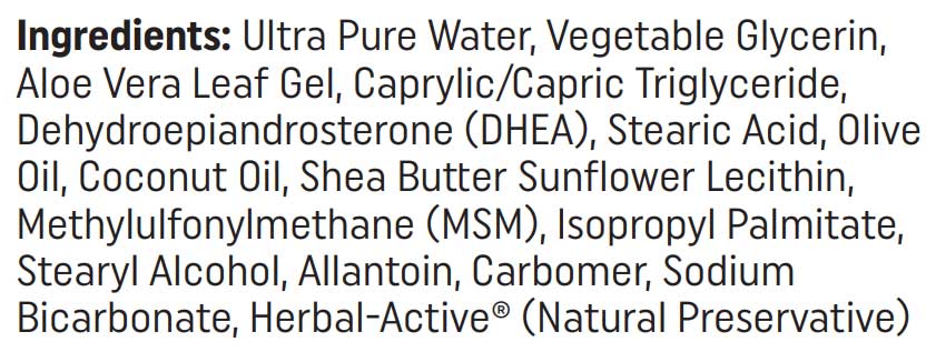 Nutritional Frontiers DHEA Cream Ingredients