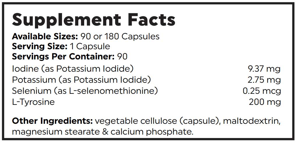 Nutritional Frontiers Iodine Plus Ingredients