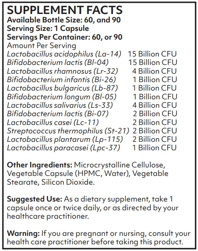 Nutritional Frontiers Super Biotics (Formerly Super Biotics II) Ingredients