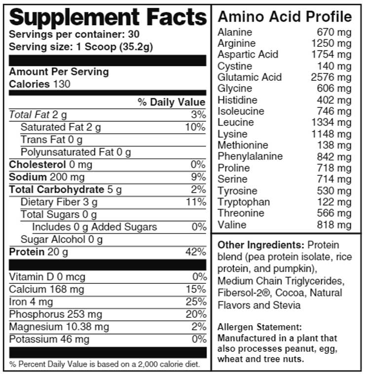 Nutritional Frontiers Super Shake Chocolate Ingredients
