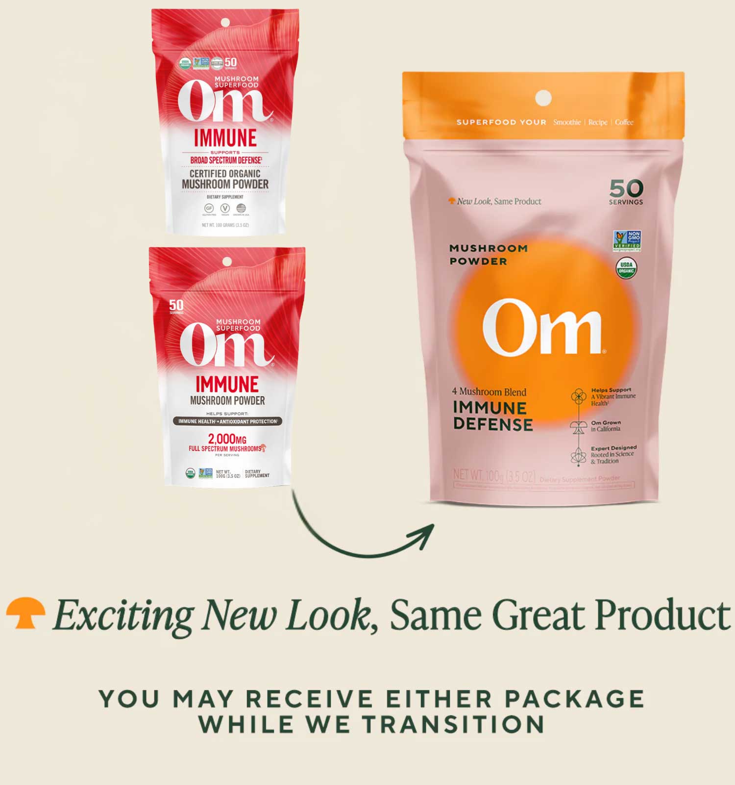 Om Mushroom Superfood Immune Defense Powder New Look