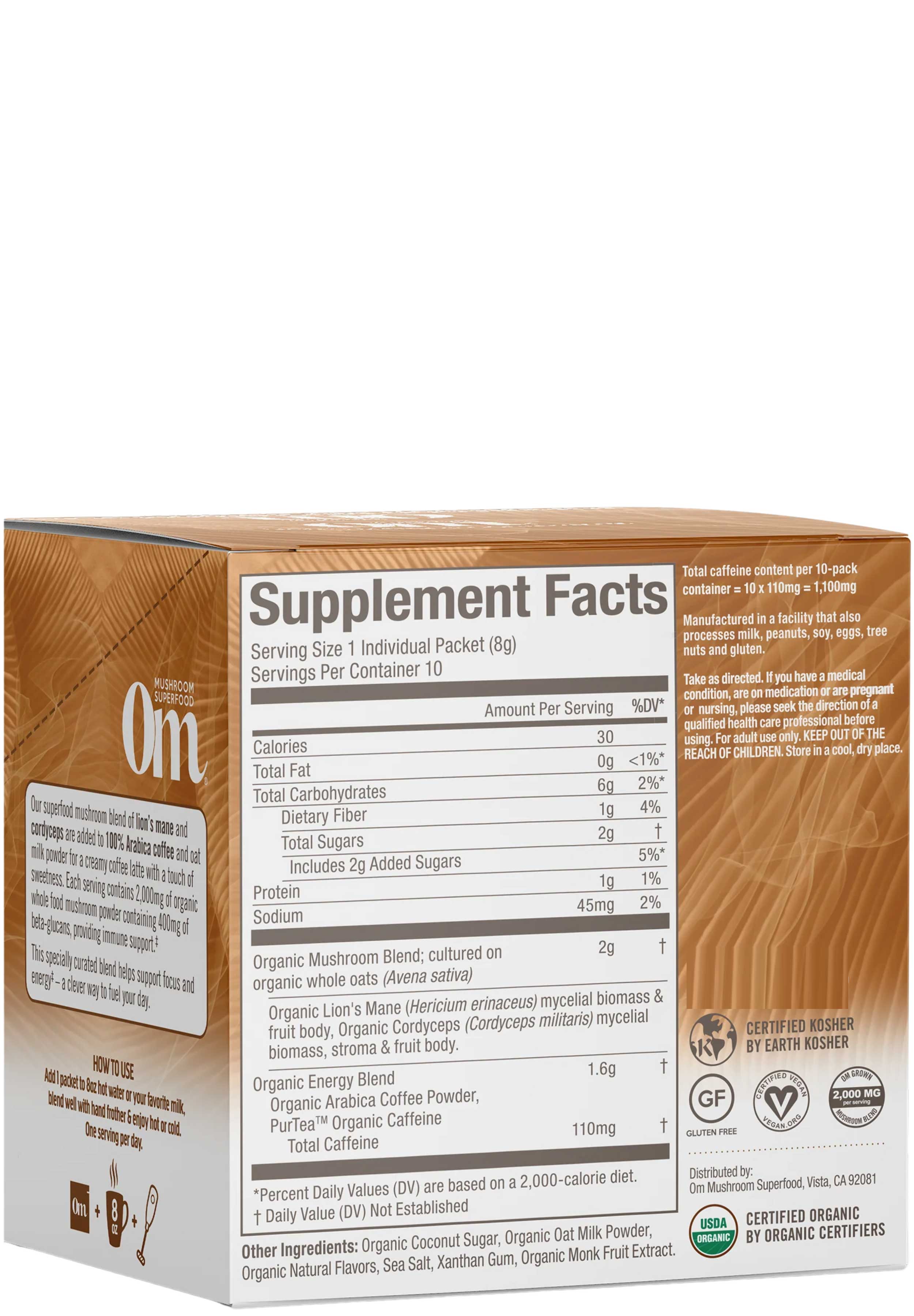 Om Mushroom Superfood Mushroom Coffee Latte Blend Ingredients