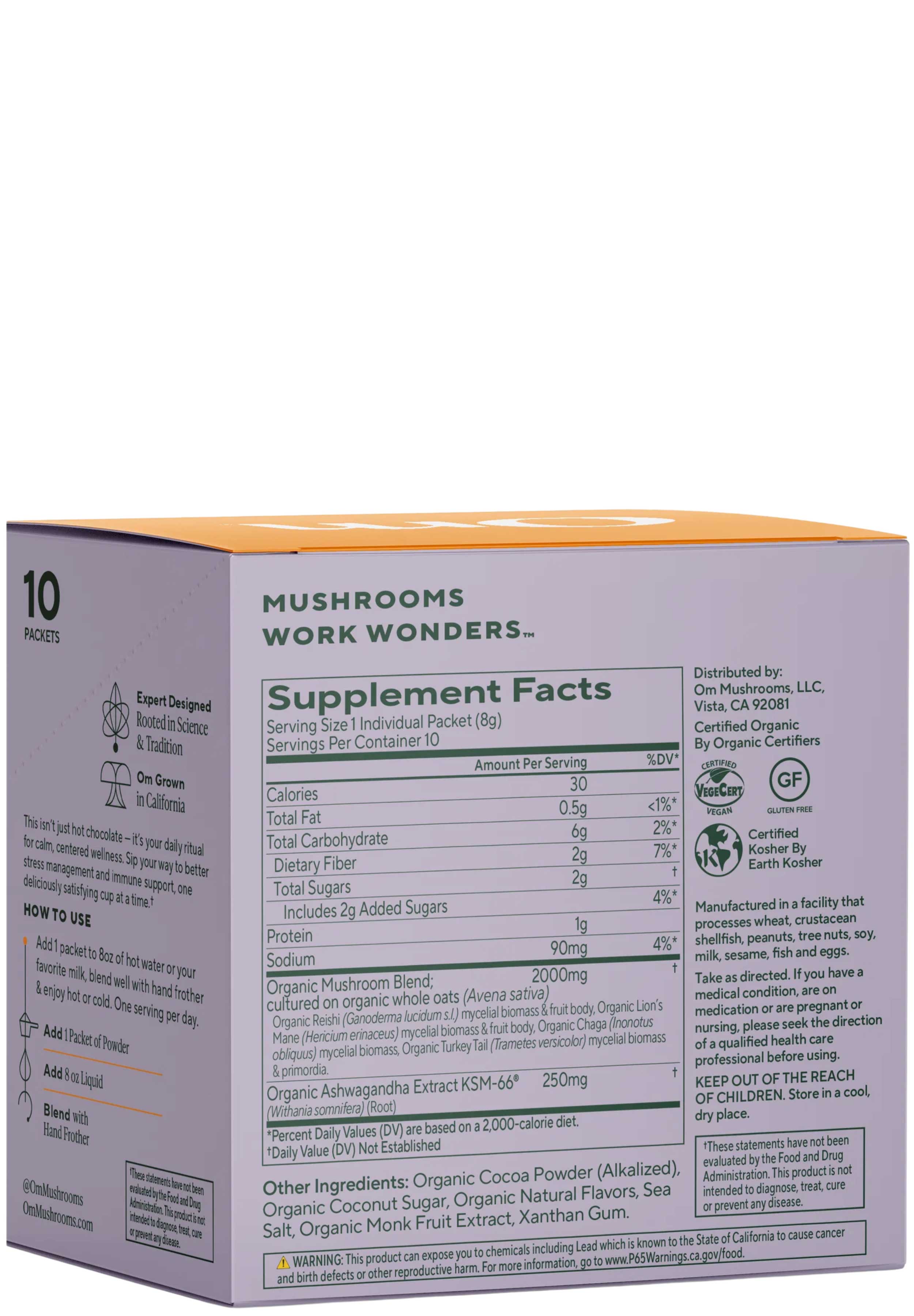 Om Mushroom Superfood Mushroom Hot Chocolate Blend Ingredients