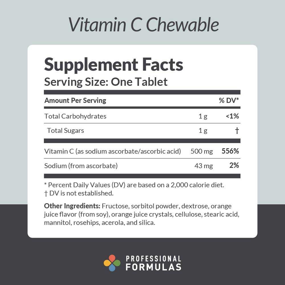 Professional Formulas Vitamin C Chewable Ingredients