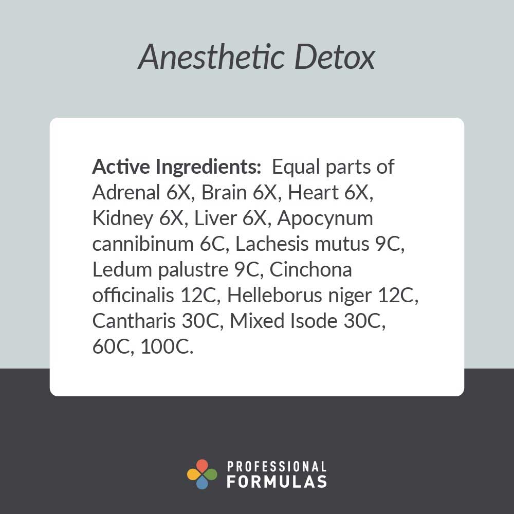 Professional Formulas Anesthetic Detox Ingredients