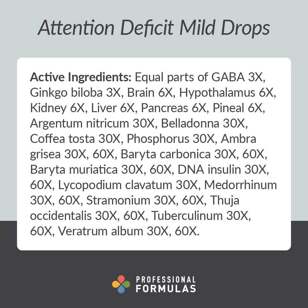 Professional Formulas Attention Deficit Mild Drops Ingredients