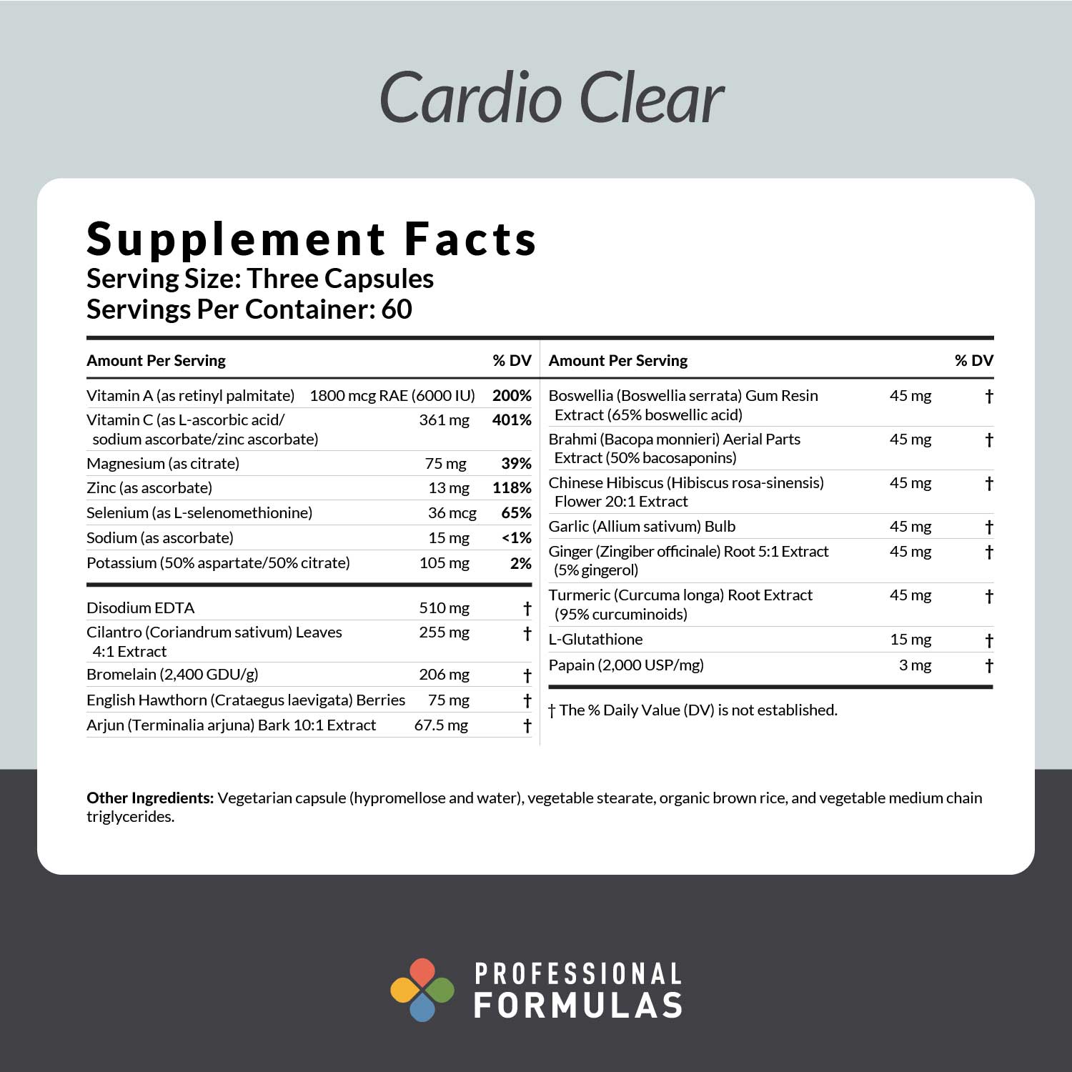 Professional Formulas Cardio Clear Ingredients