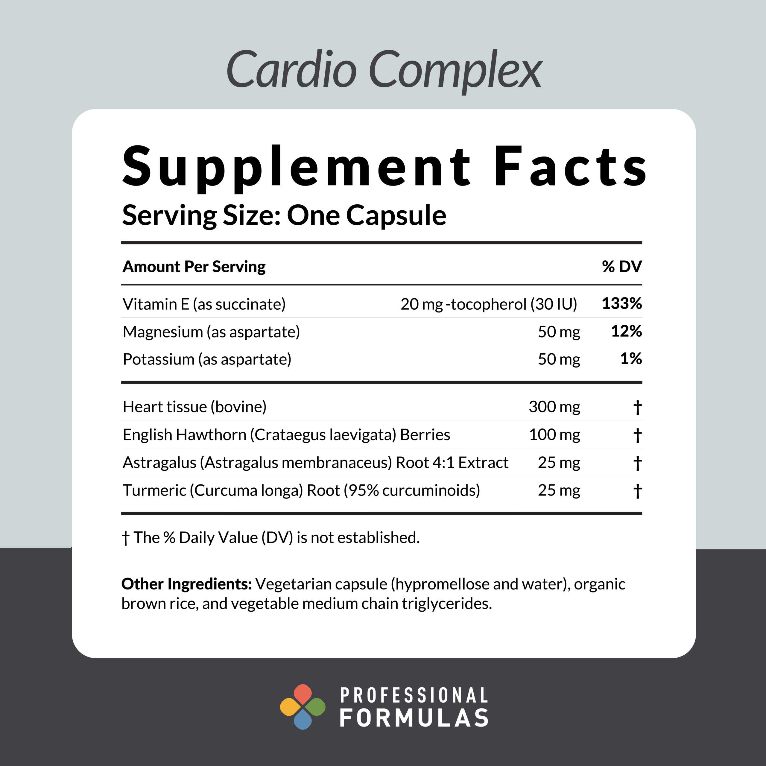 Professional Formulas Cardio Complex Ingredients