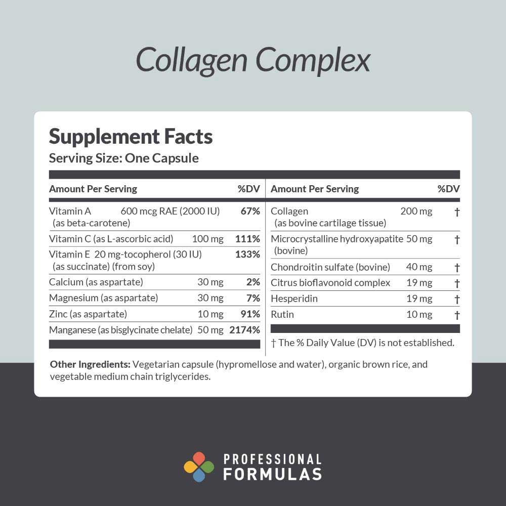 Professional Formulas Collagen Complex Ingredients