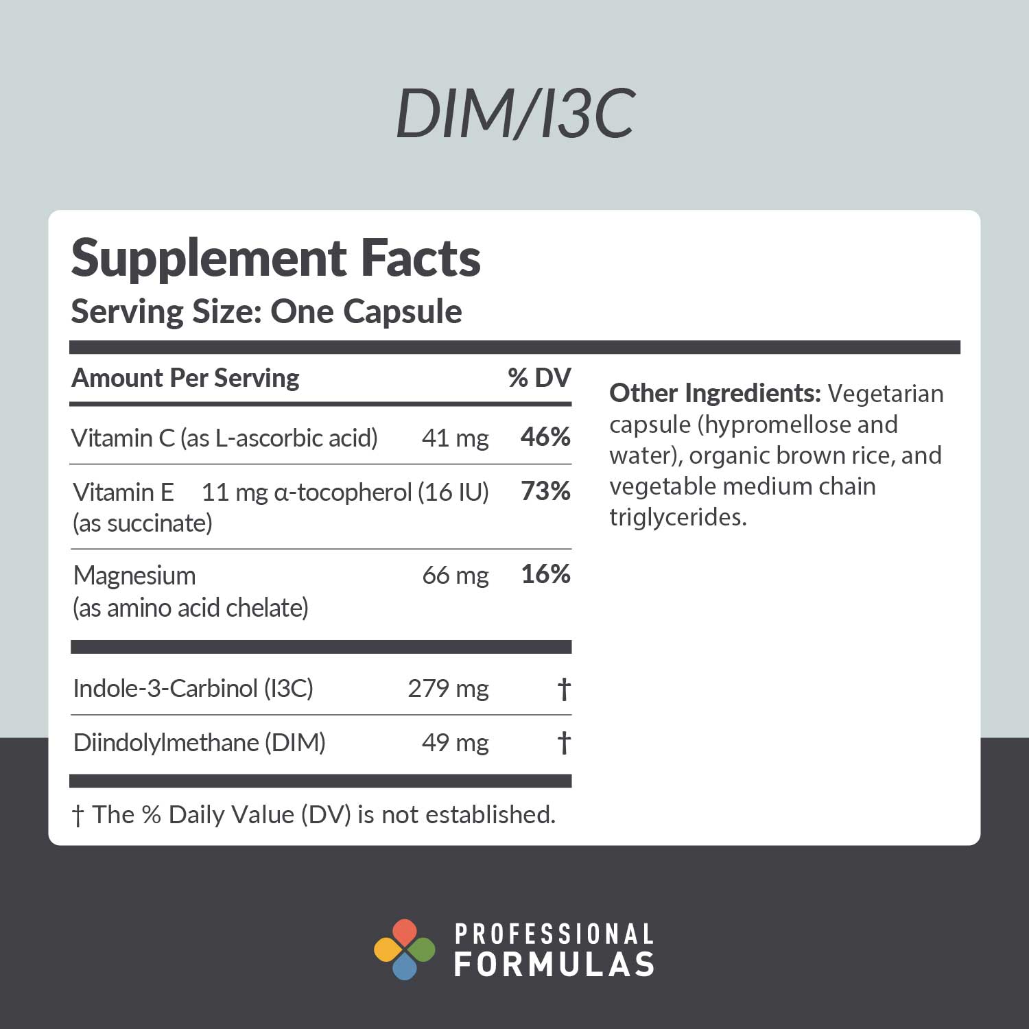 Professional Formulas DIM/I3C Ingredients