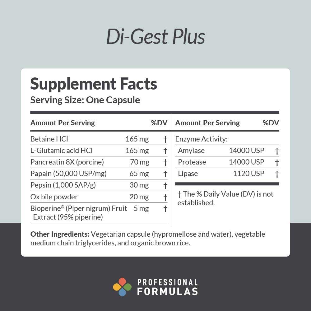 Professional Formulas Di-Gest Plus Ingredients