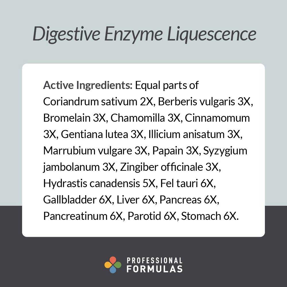 Professional Formulas Digestive Enzyme Liquescence Ingredients