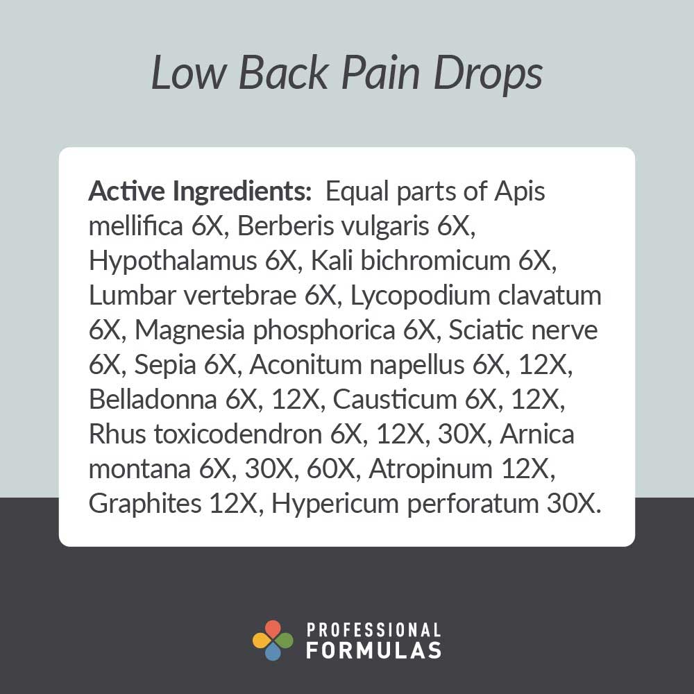 Professional Formulas Low Back Pain Drops Ingredients