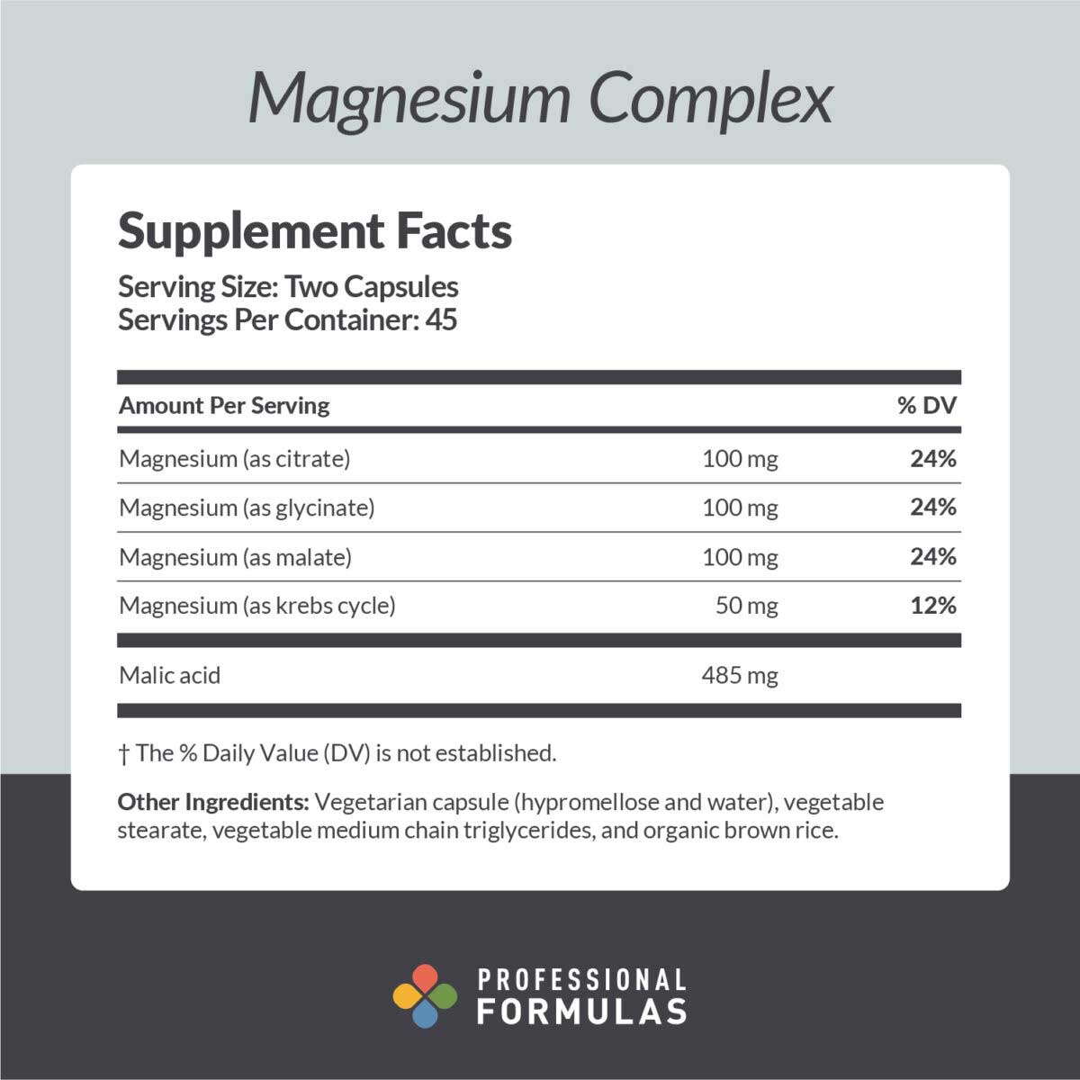 Professional Formulas Magnesium Complex Ingredients