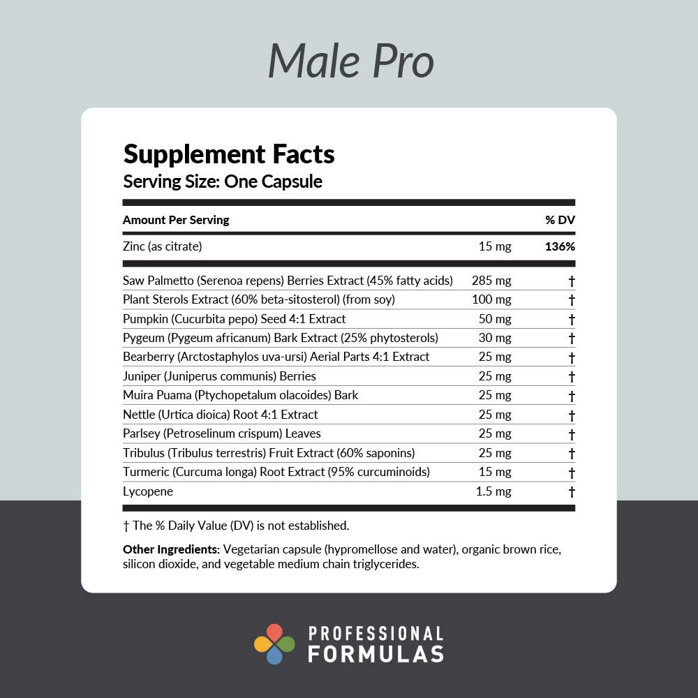 Professional Formulas Male Pro Ingredients