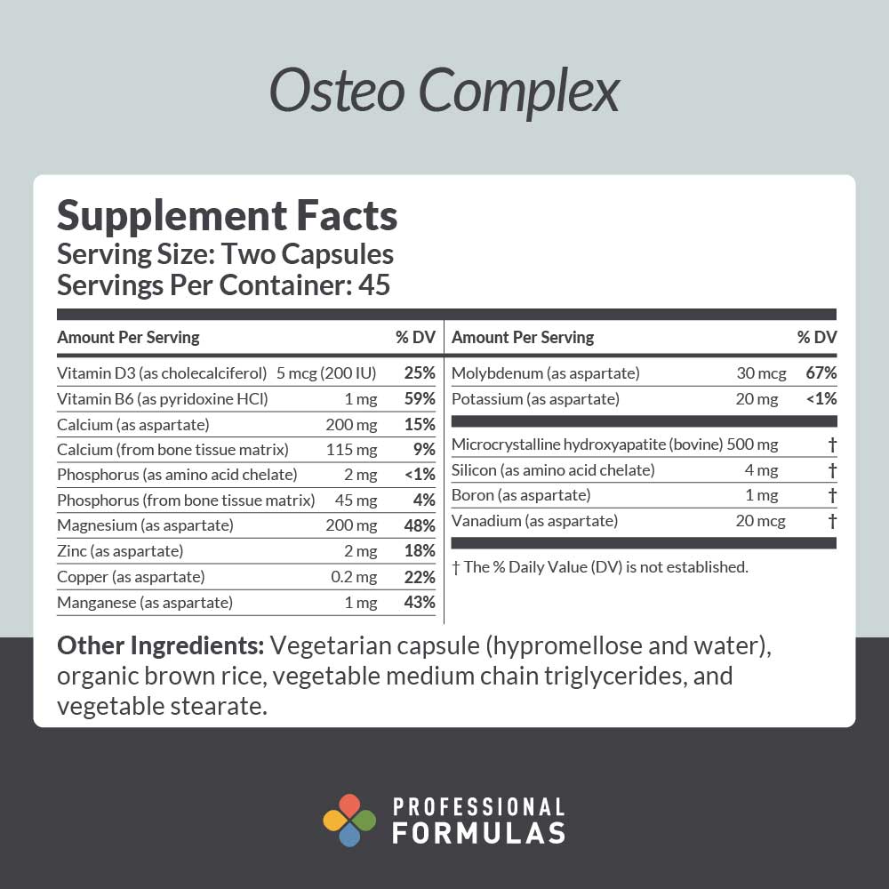 Professional Formulas Osteo Complex Ingredients