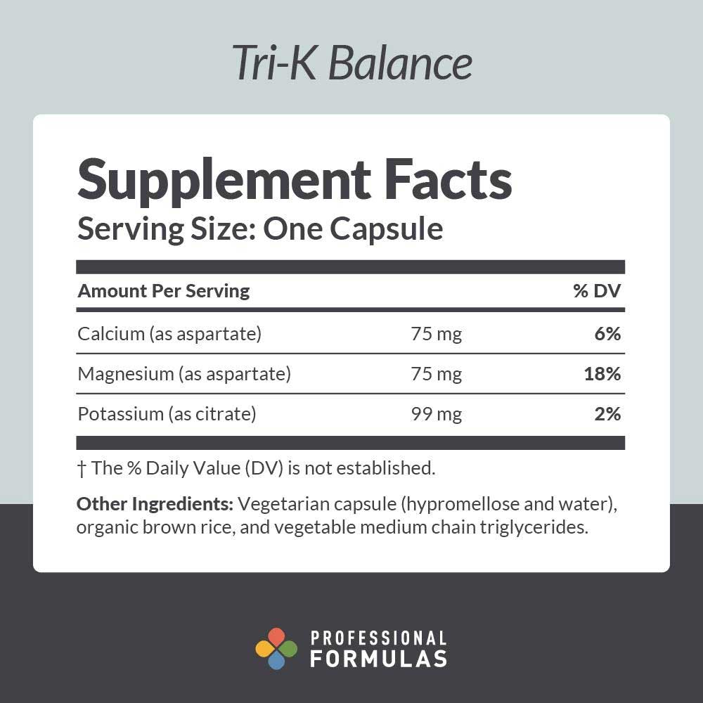 Professional Formulas Tri-K Balance Ingredients