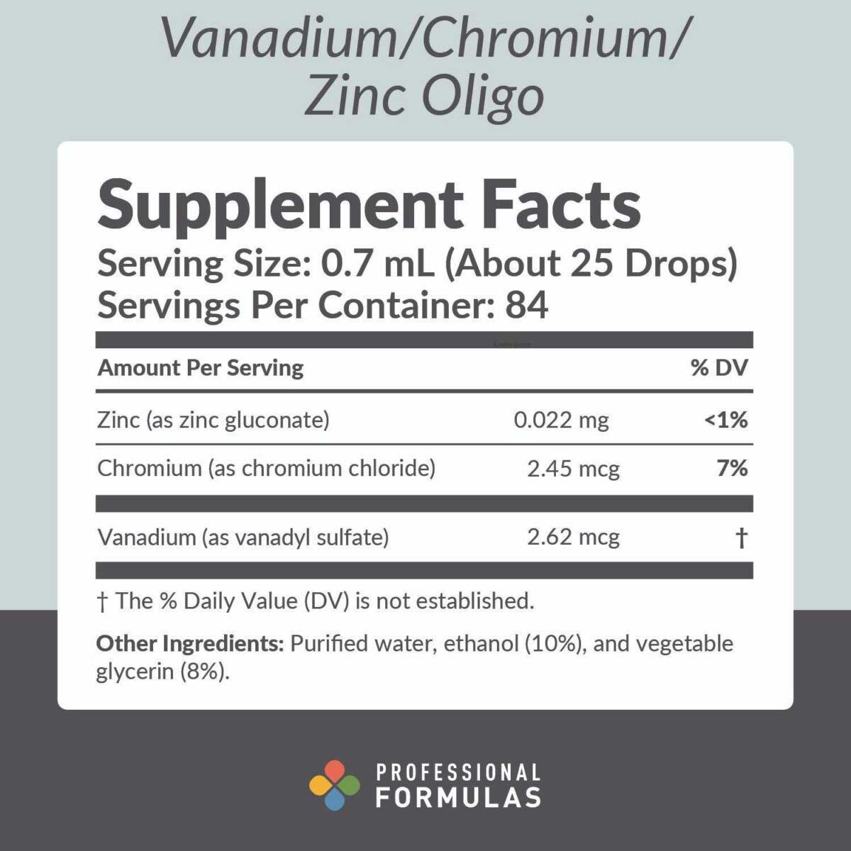 Professional Formulas Vanadium/Chromium/Zinc Oligo Ingredients