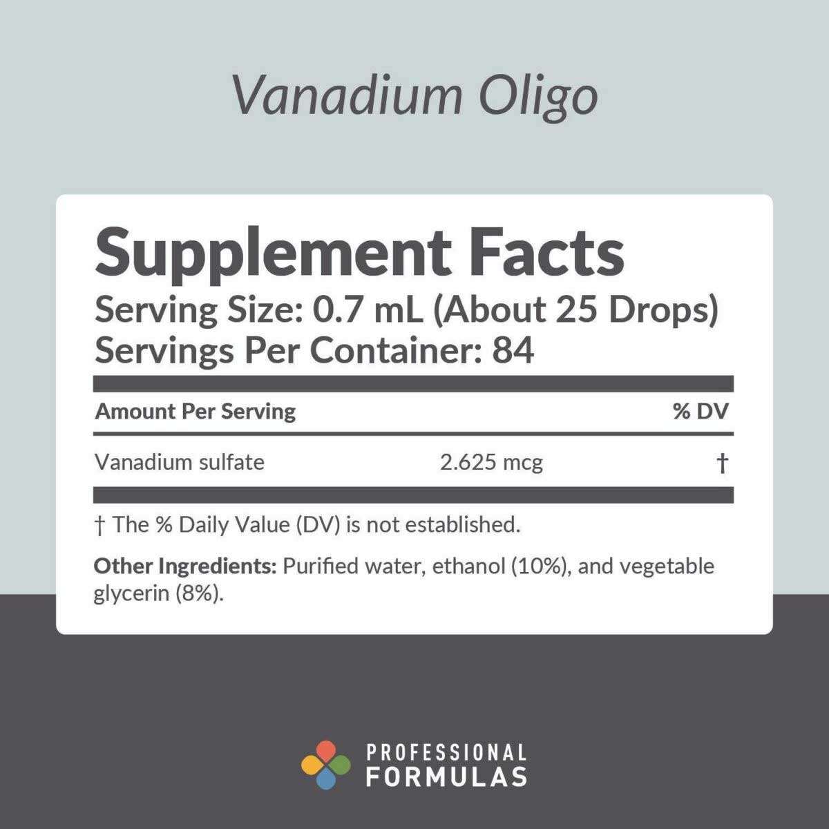Professional Formulas Vanadium Oligo Ingredients