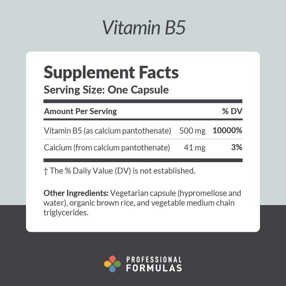 Professional Formulas Vitamin B5 Ingredients