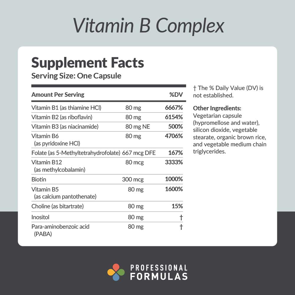 Professional Formulas Vitamin B Complex Ingredients