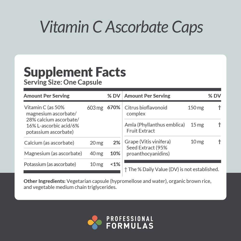 Professional Formulas Vitamin C Ascorbate Caps Ingredients