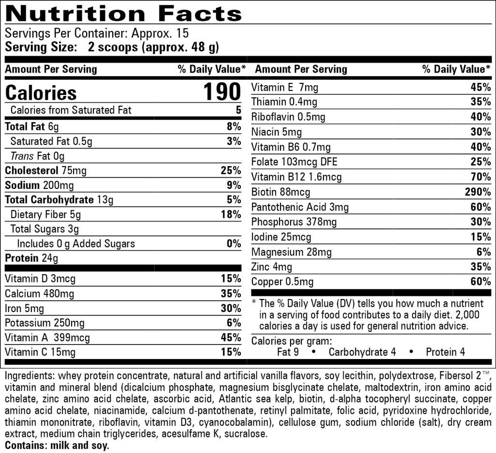 Progressive Laboratories Skip-A-Meal Ingredients