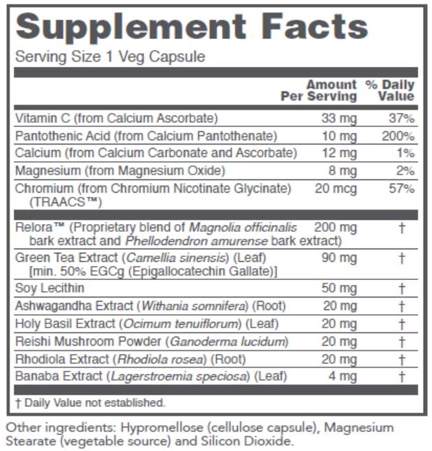 Protocol for Life Balance Adrenal Cortisol Support Ingredients