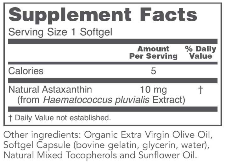 Protocol for Life Balance Astaxanthin 10 mg Ingredients
