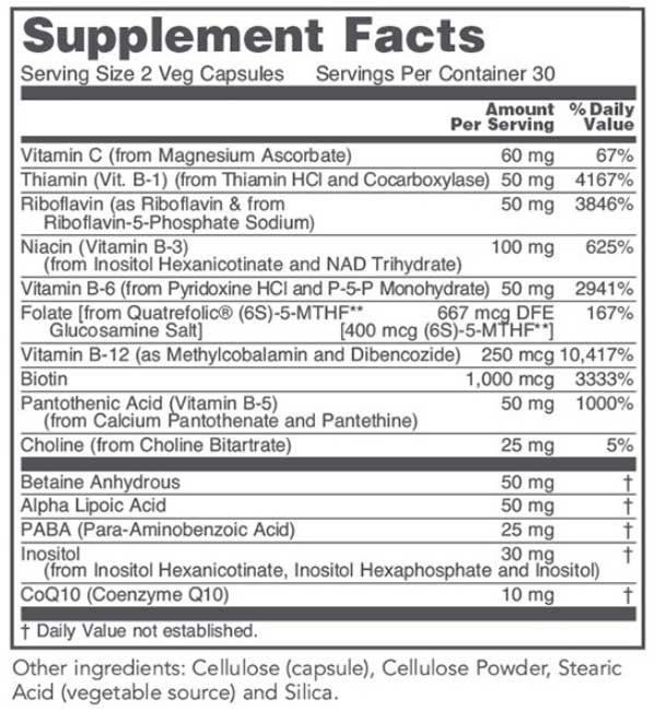 Protocol for Life Balance B Complex Neuro Factors Ingredients